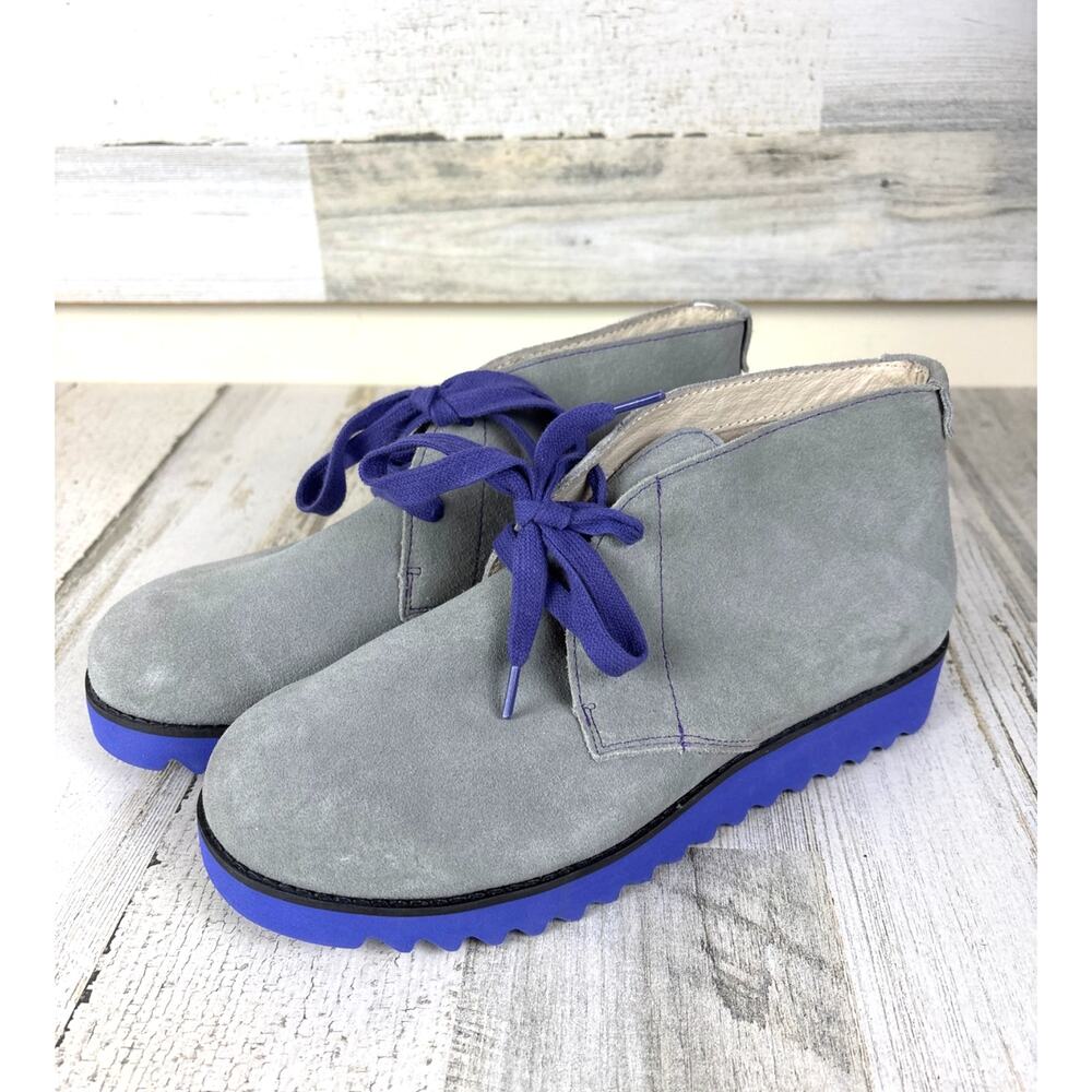 Jambu Womens 7.5 Gray Purple Gianna Suede Chukka Lace Up Ankle Boot Casual Daily